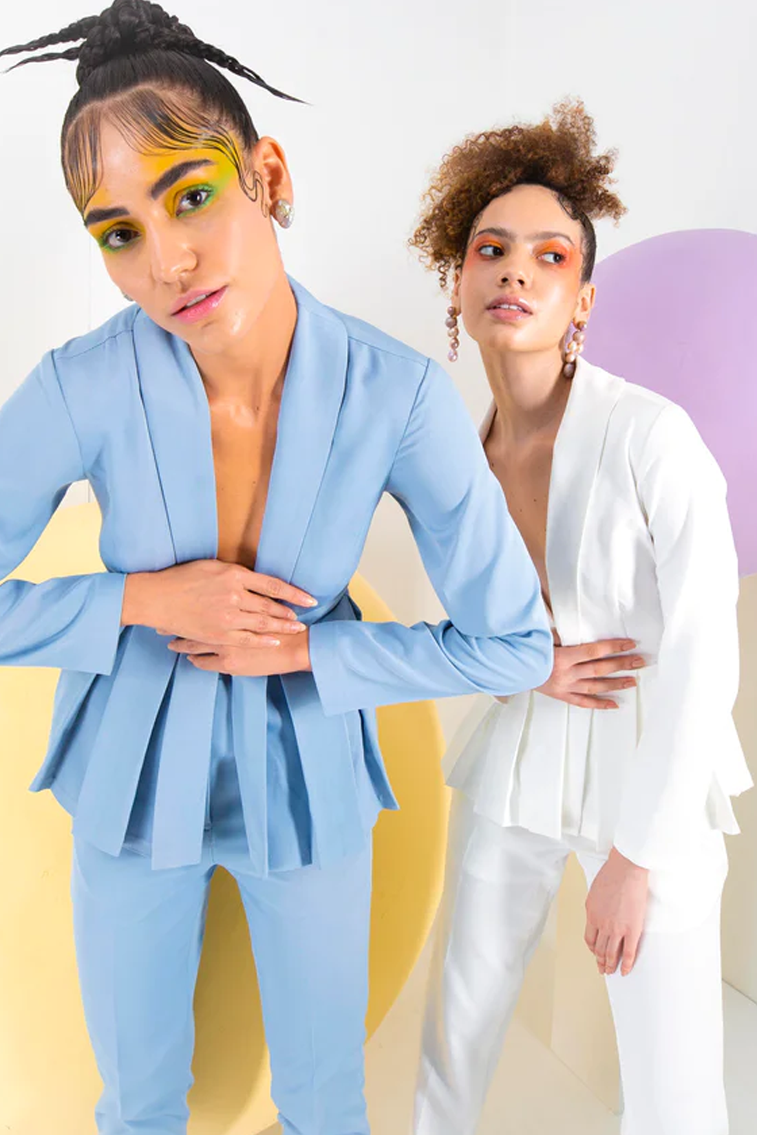 Pleated Peplum Jacket With Pants set