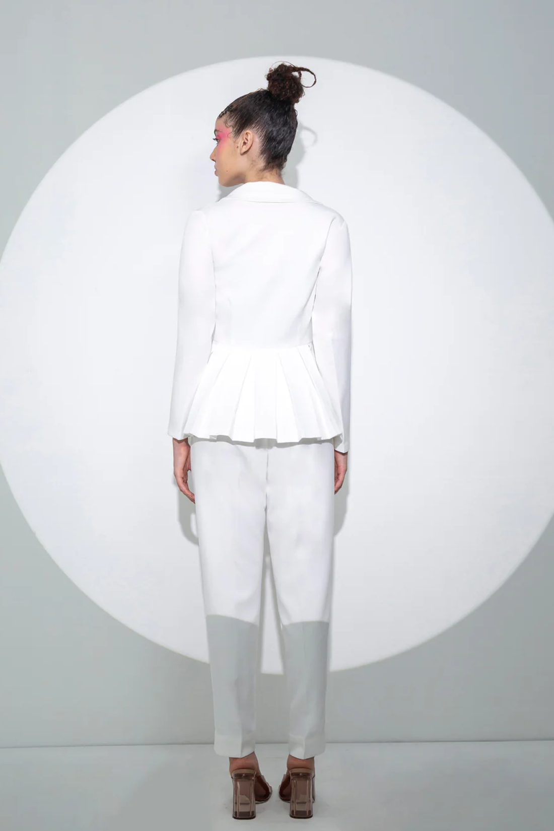 Pleated Peplum Jacket With Pants set
