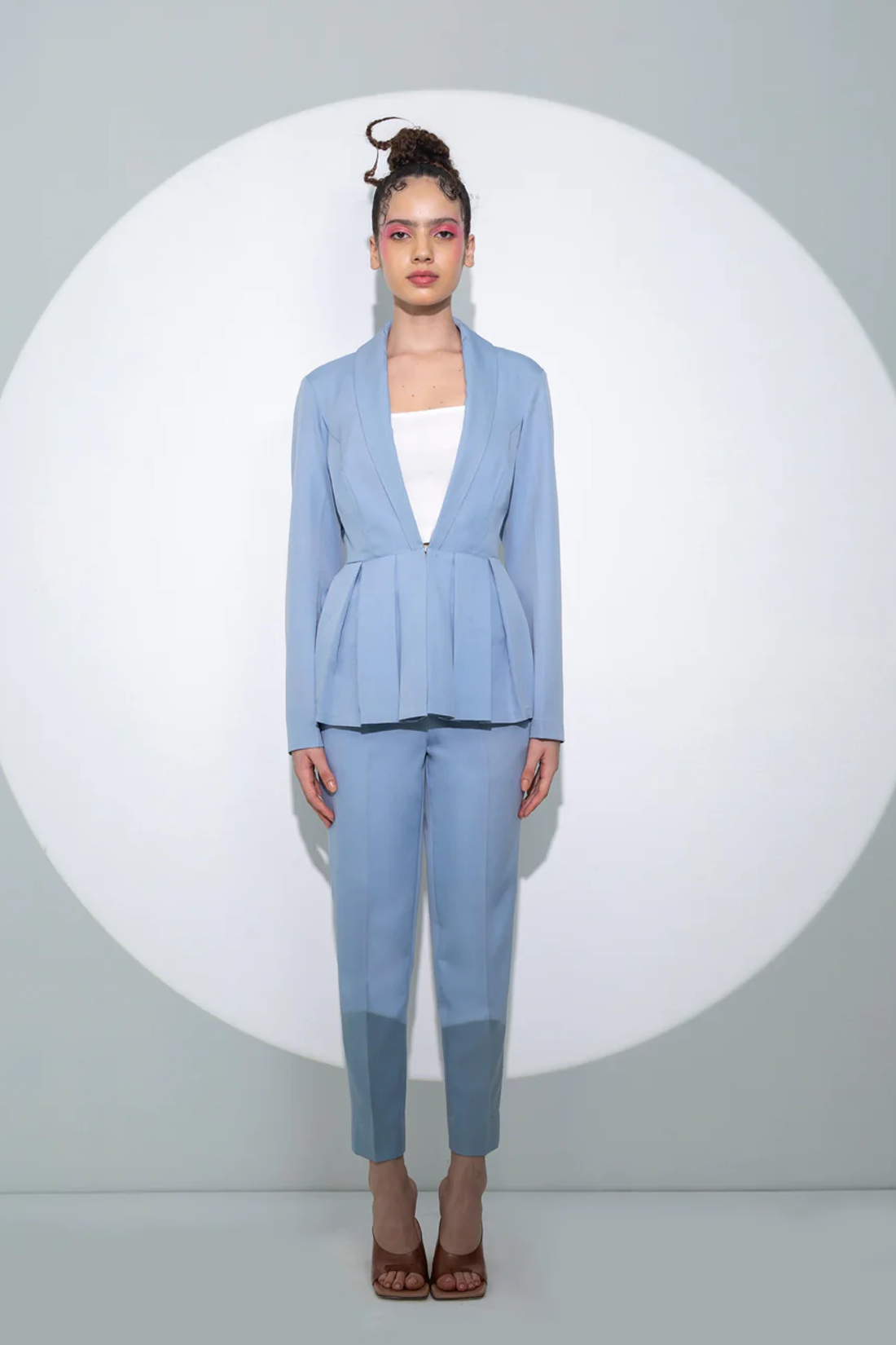 Pleated Peplum Jacket With Pants set