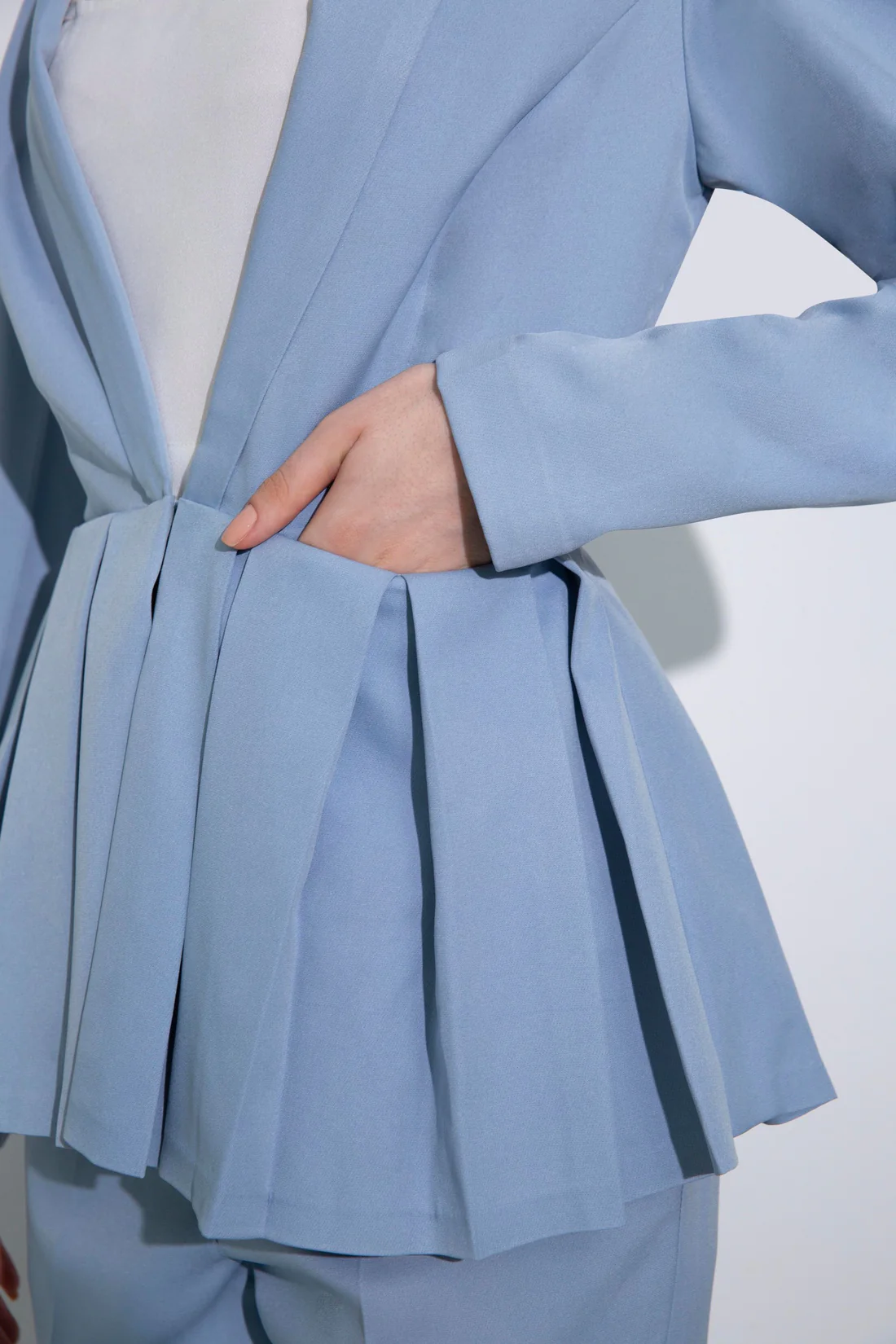 Pleated Peplum Jacket With Pants set