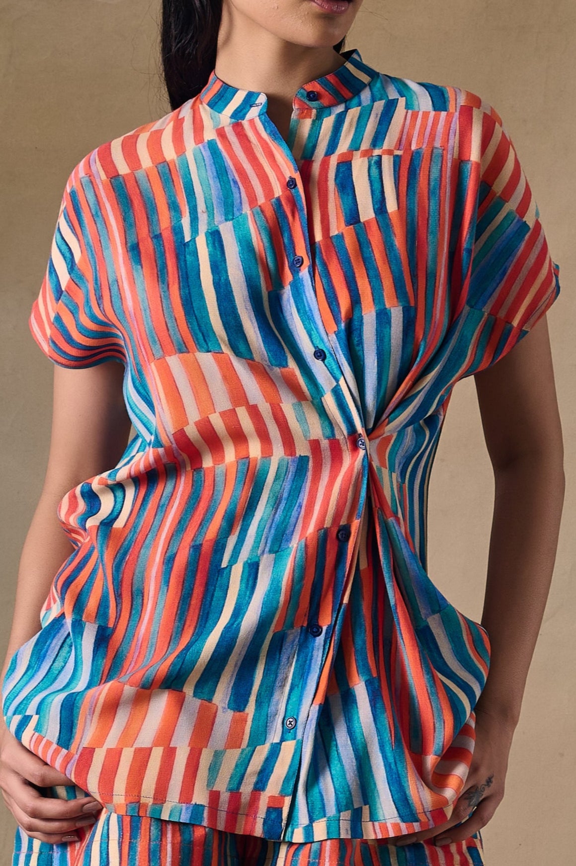Asilah Stripe Asymmetrical Shirt