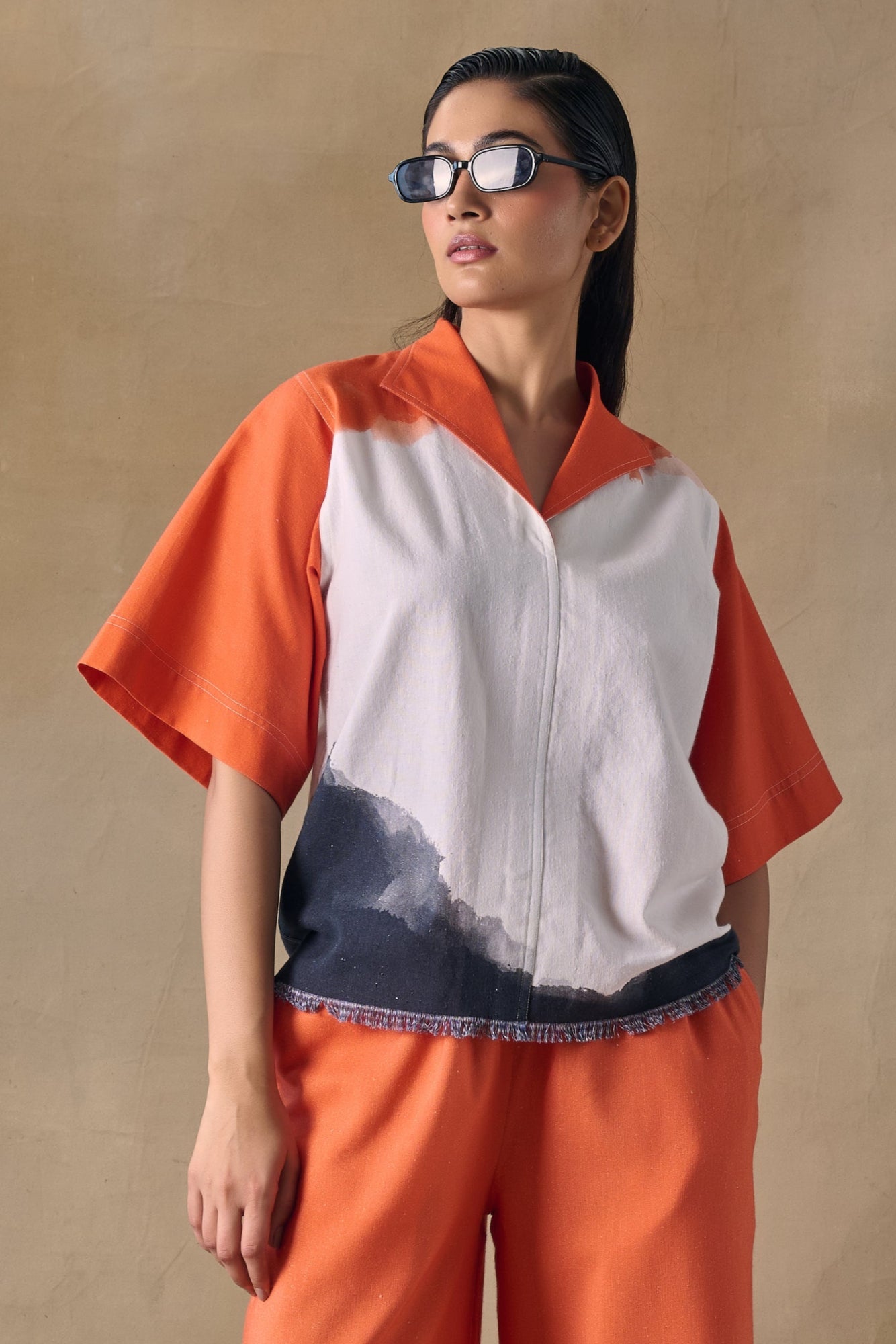Orange Washed Kaftan Top