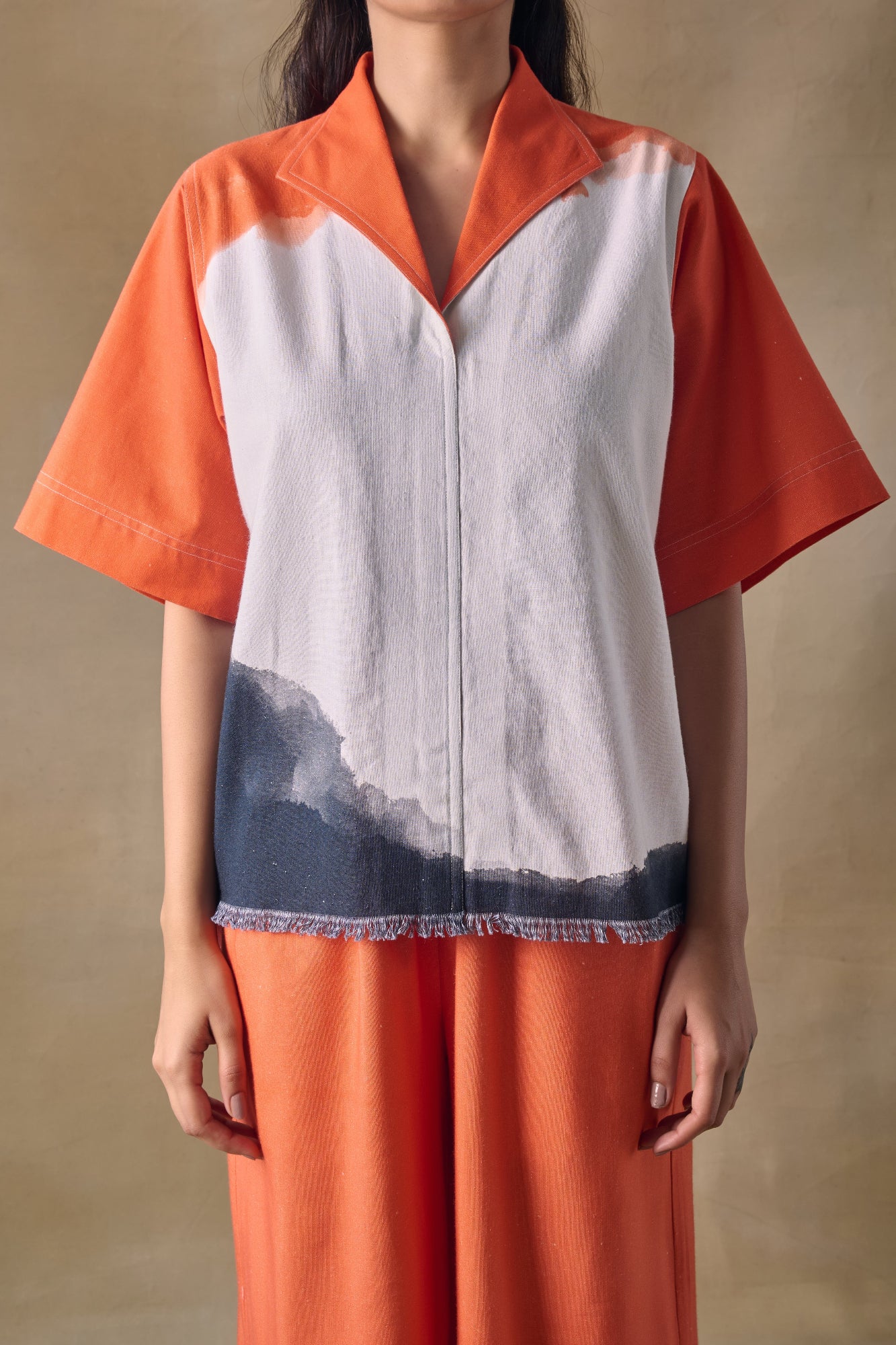 Orange Washed Kaftan Top