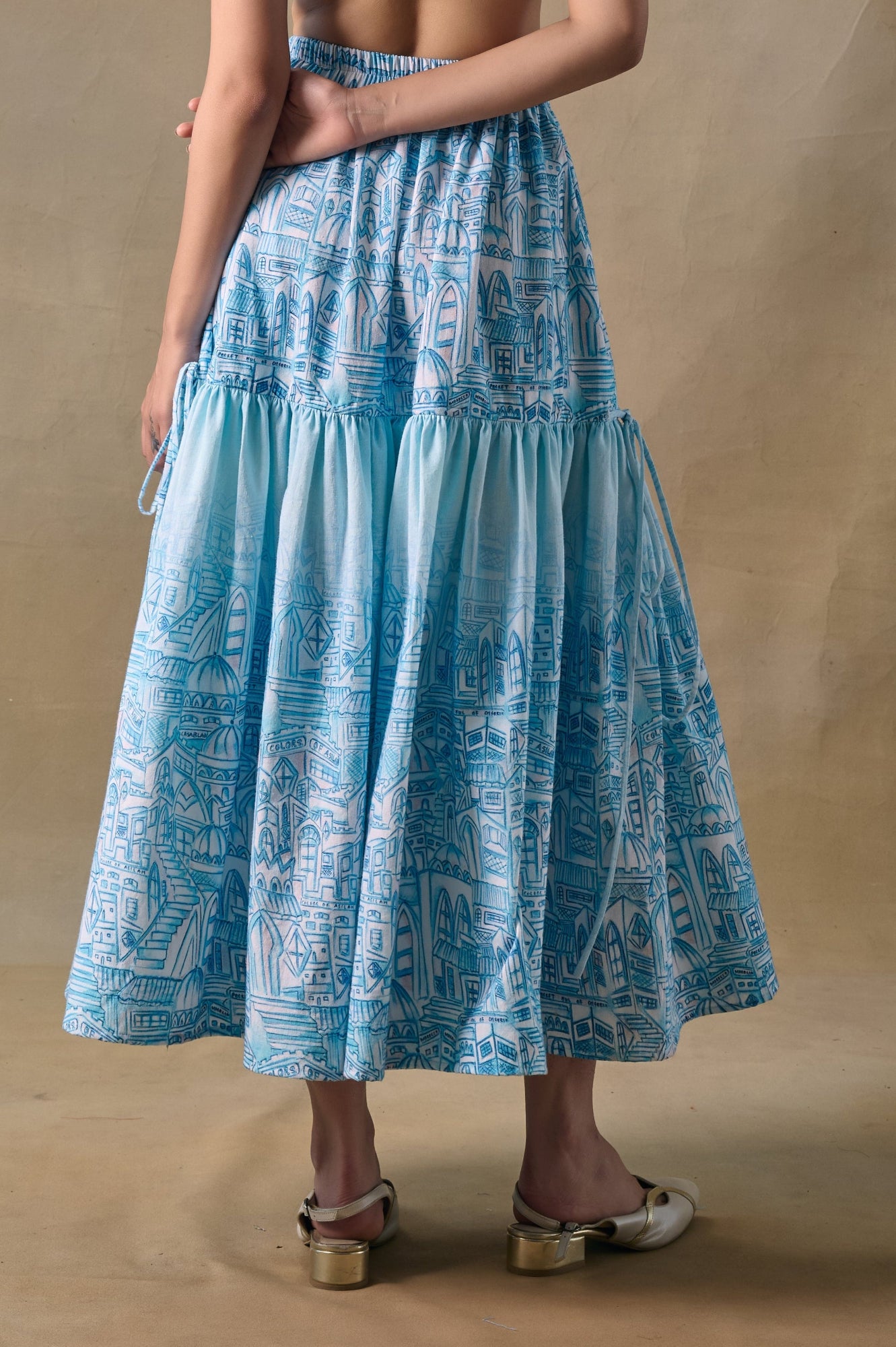 Blue Landscape Tiered Skirt