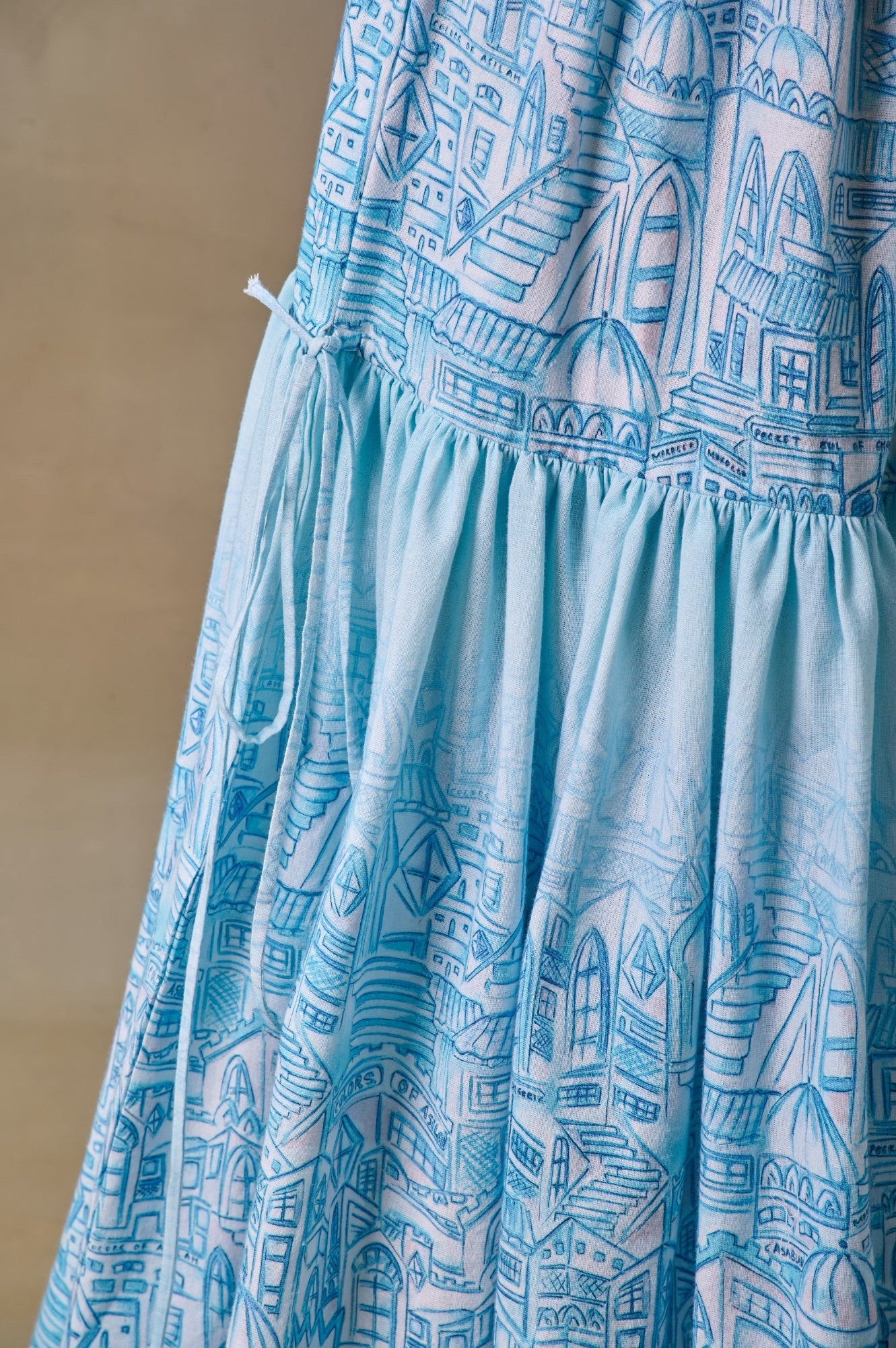 Blue Landscape blouse skirt set
