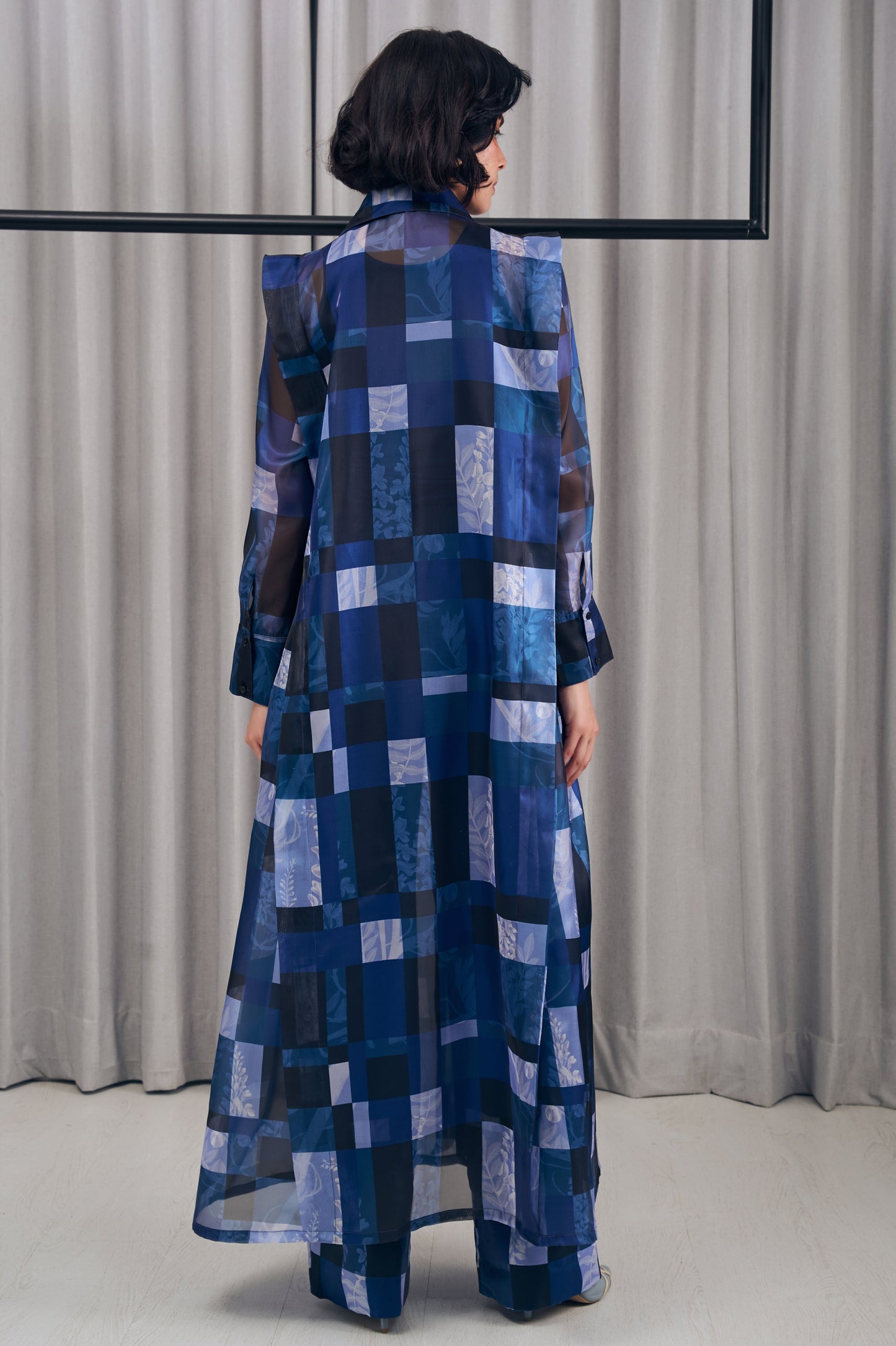 Midnight Checked Longline Shirt