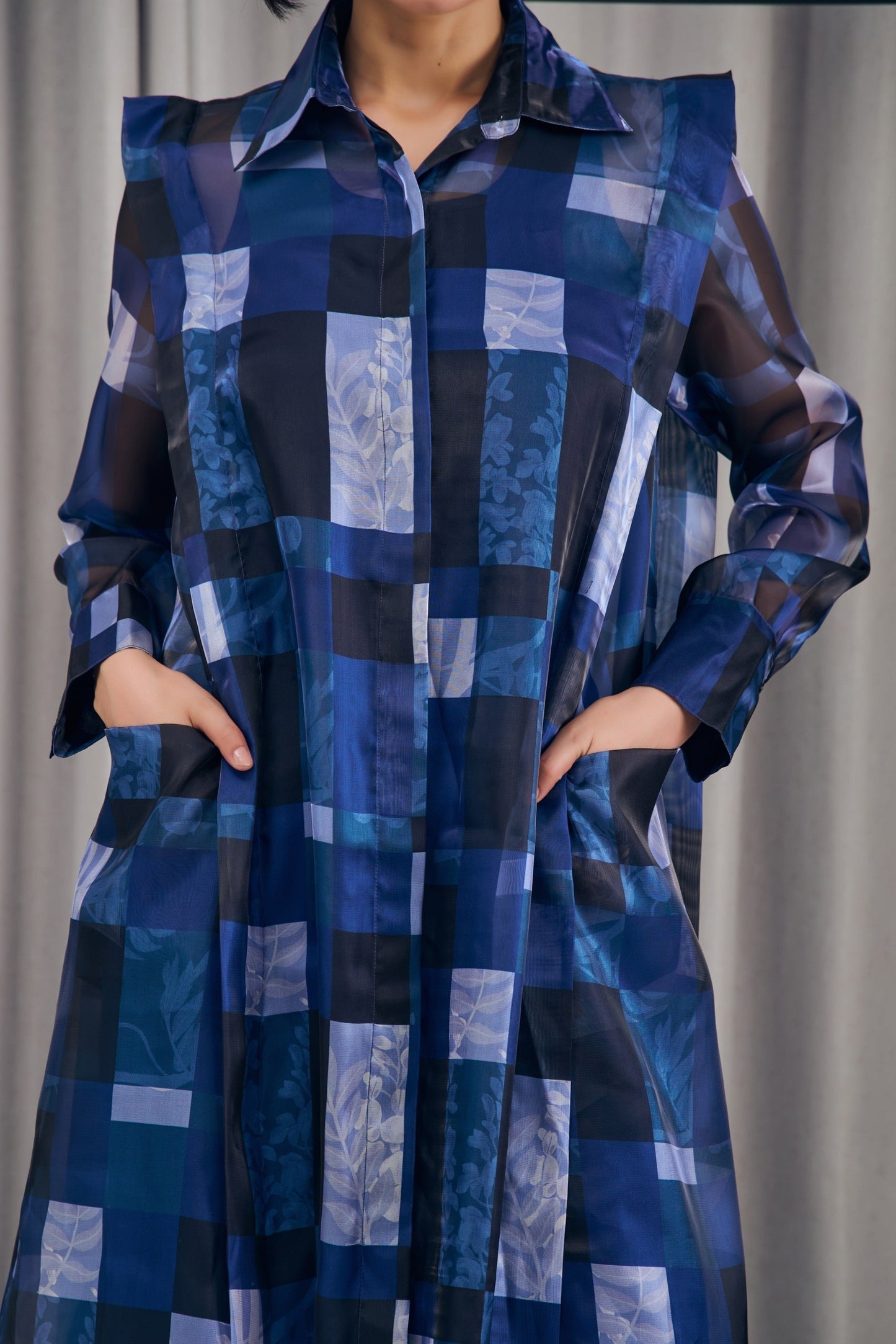 Midnight Checked Longline Shirt