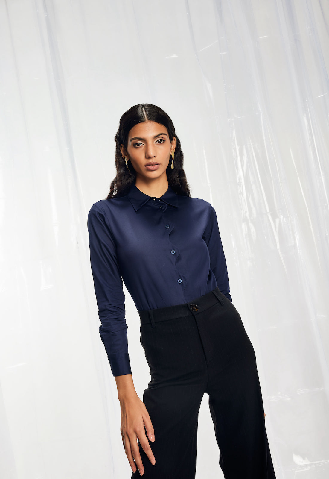 Indigo Blue Scallop Shirt