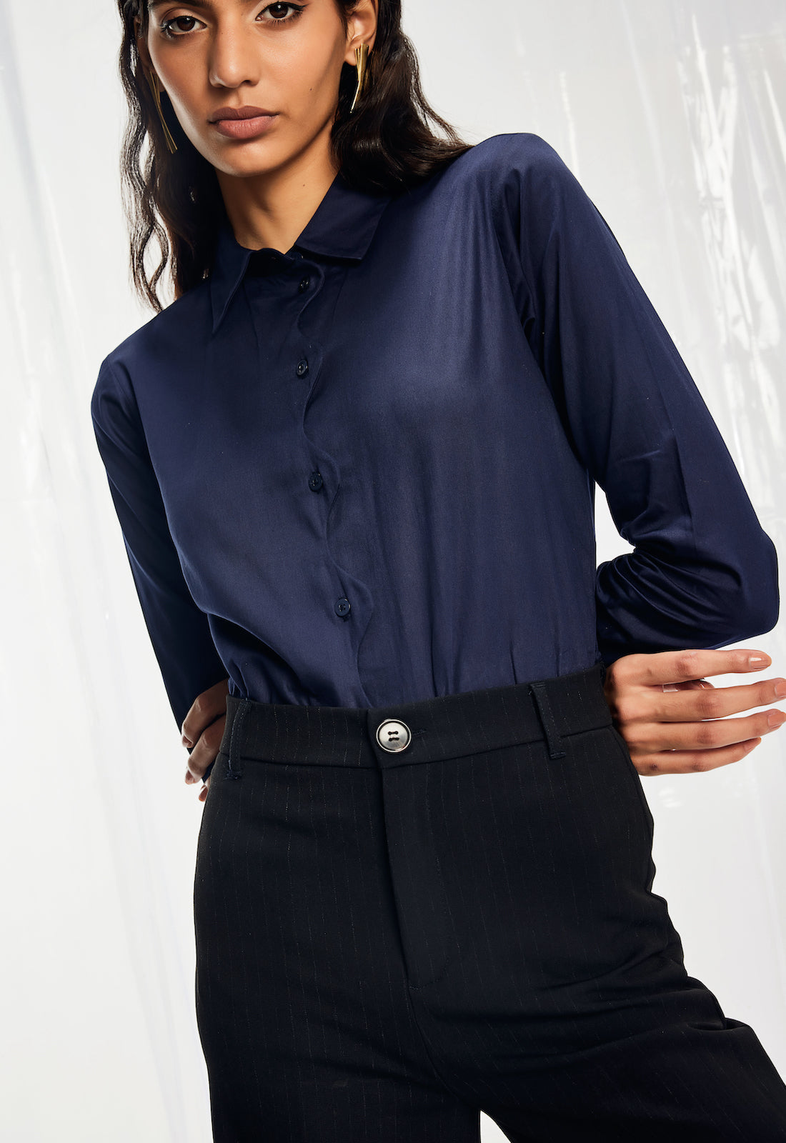 Indigo Blue Scallop Shirt