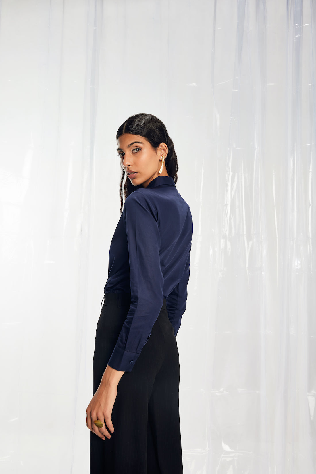 Indigo Blue Scallop Shirt
