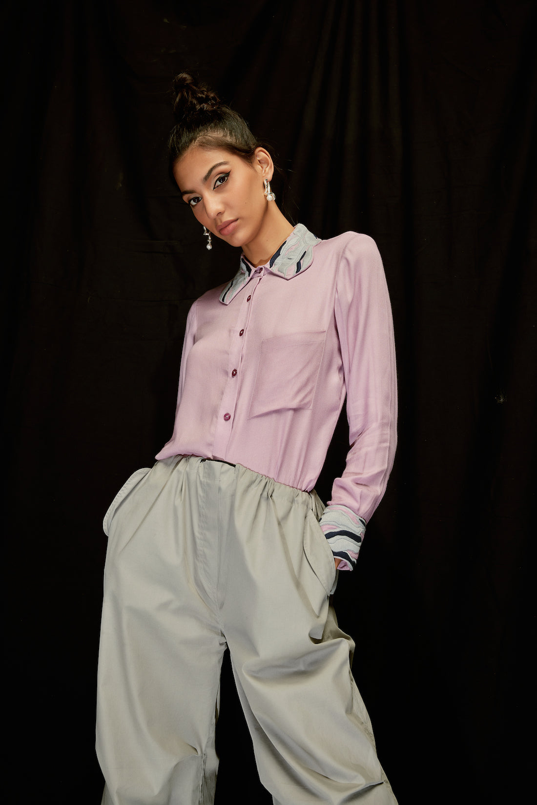 Jewelled Hand Embroidered Collar Shirt