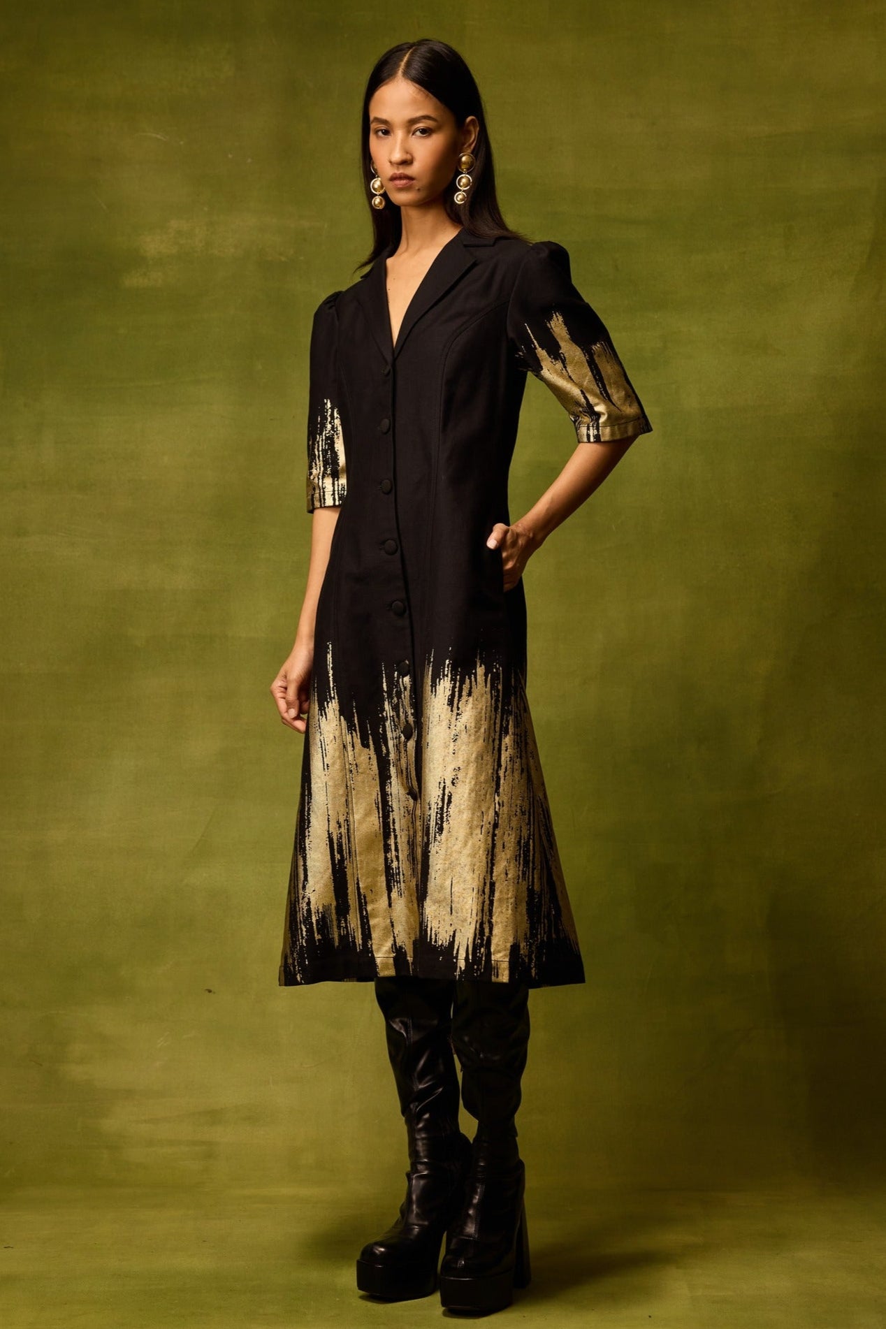 Twilight Gold Midi Dress