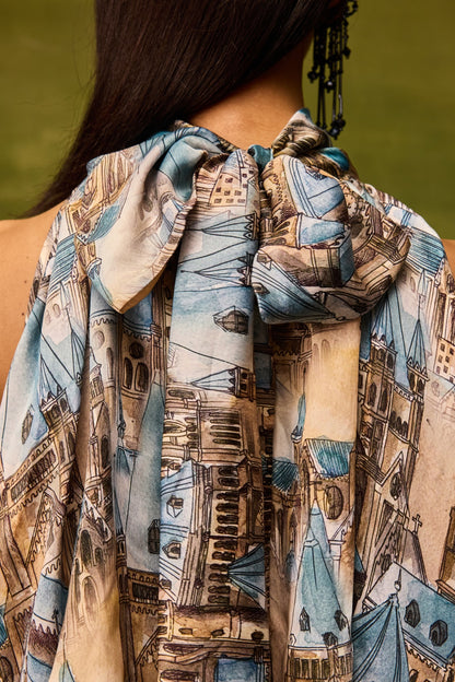Vienna Cityscape Ruffle Dress