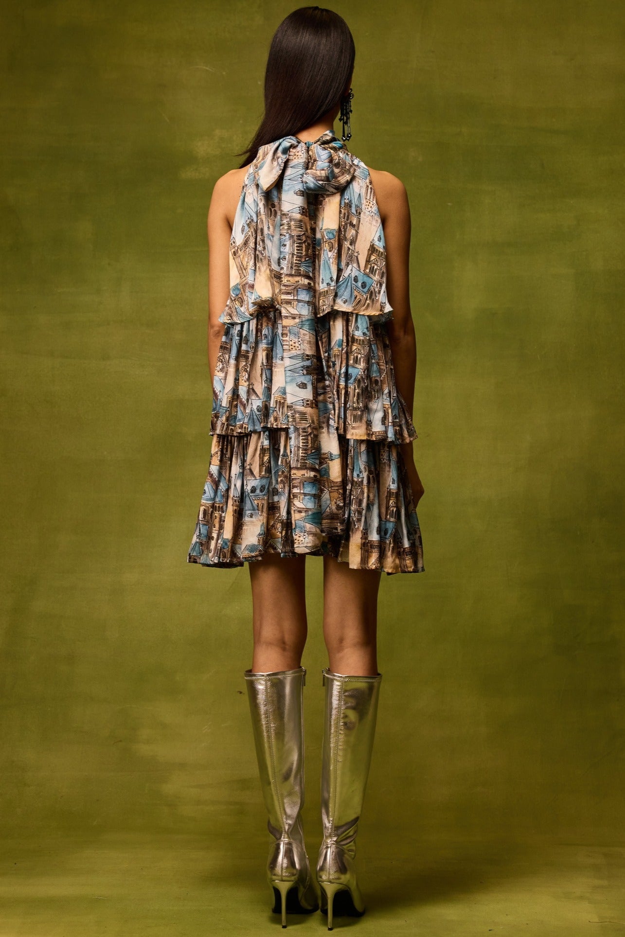 Vienna Cityscape Ruffle Dress