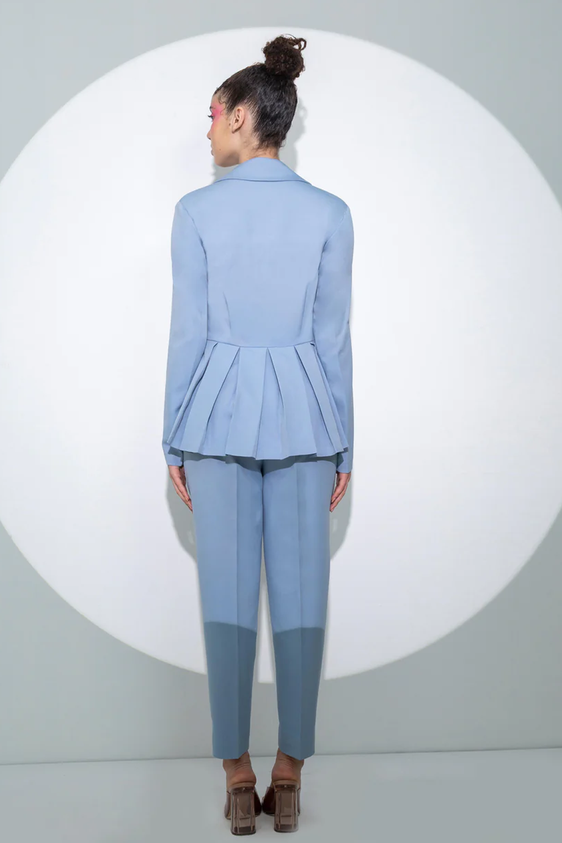 Pleated Peplum Jacket With Pants set