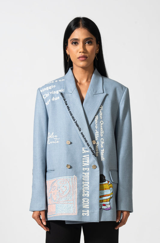 Serafina Blu Boxy Blazer