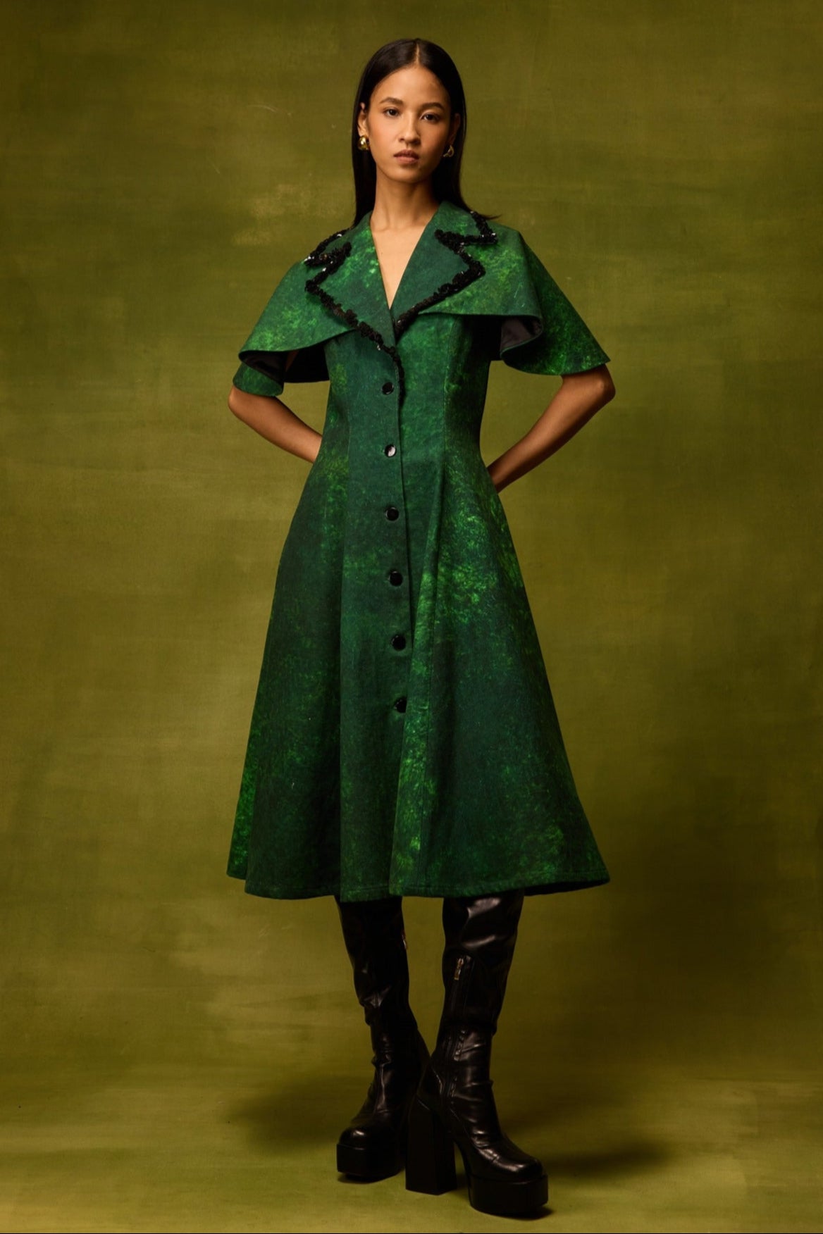 Emerald Muse Cape Dress