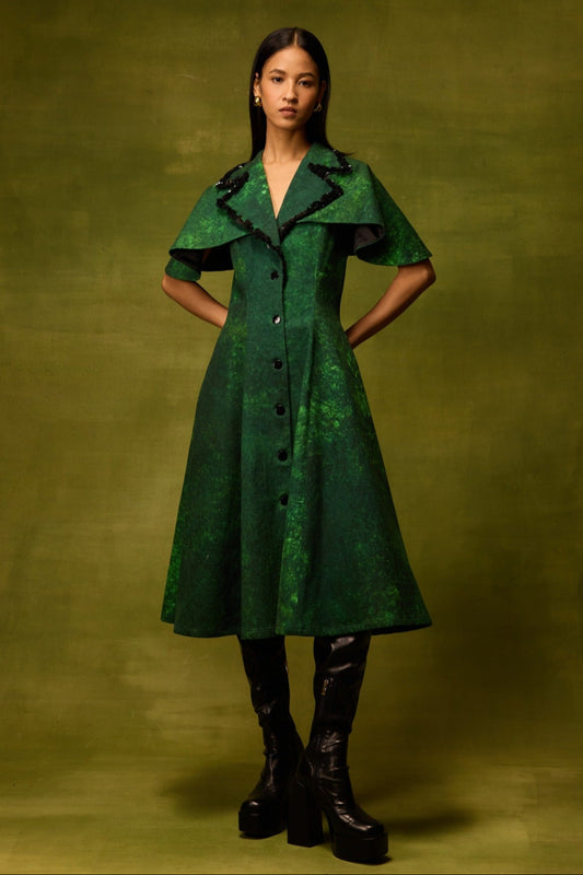 Emerald Muse Cape Dress