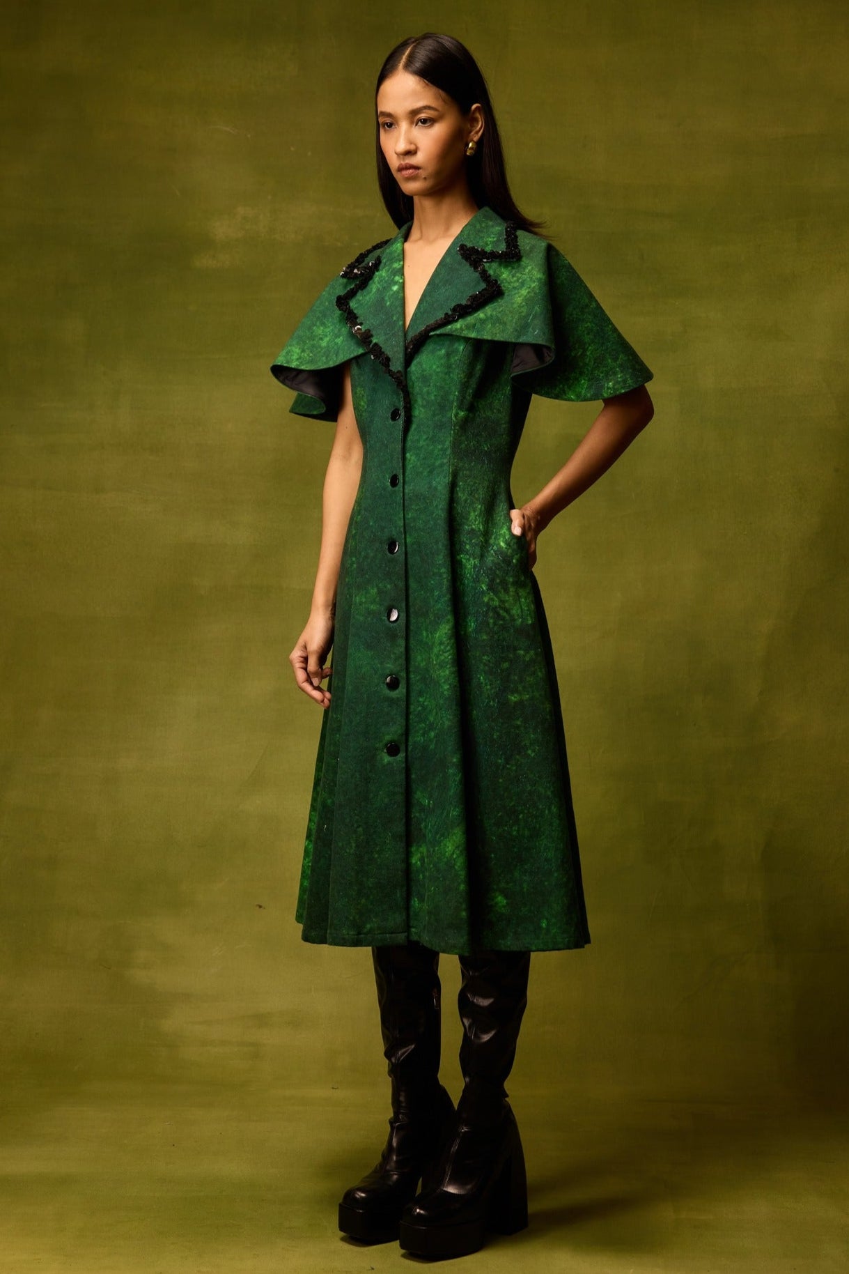Emerald Muse Cape Dress