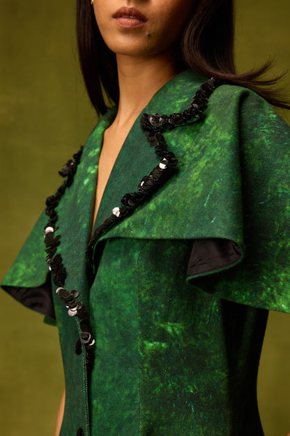 Emerald Muse Cape Dress