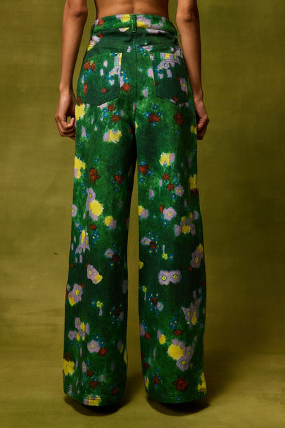 Emerald Bloom Straight Trousers