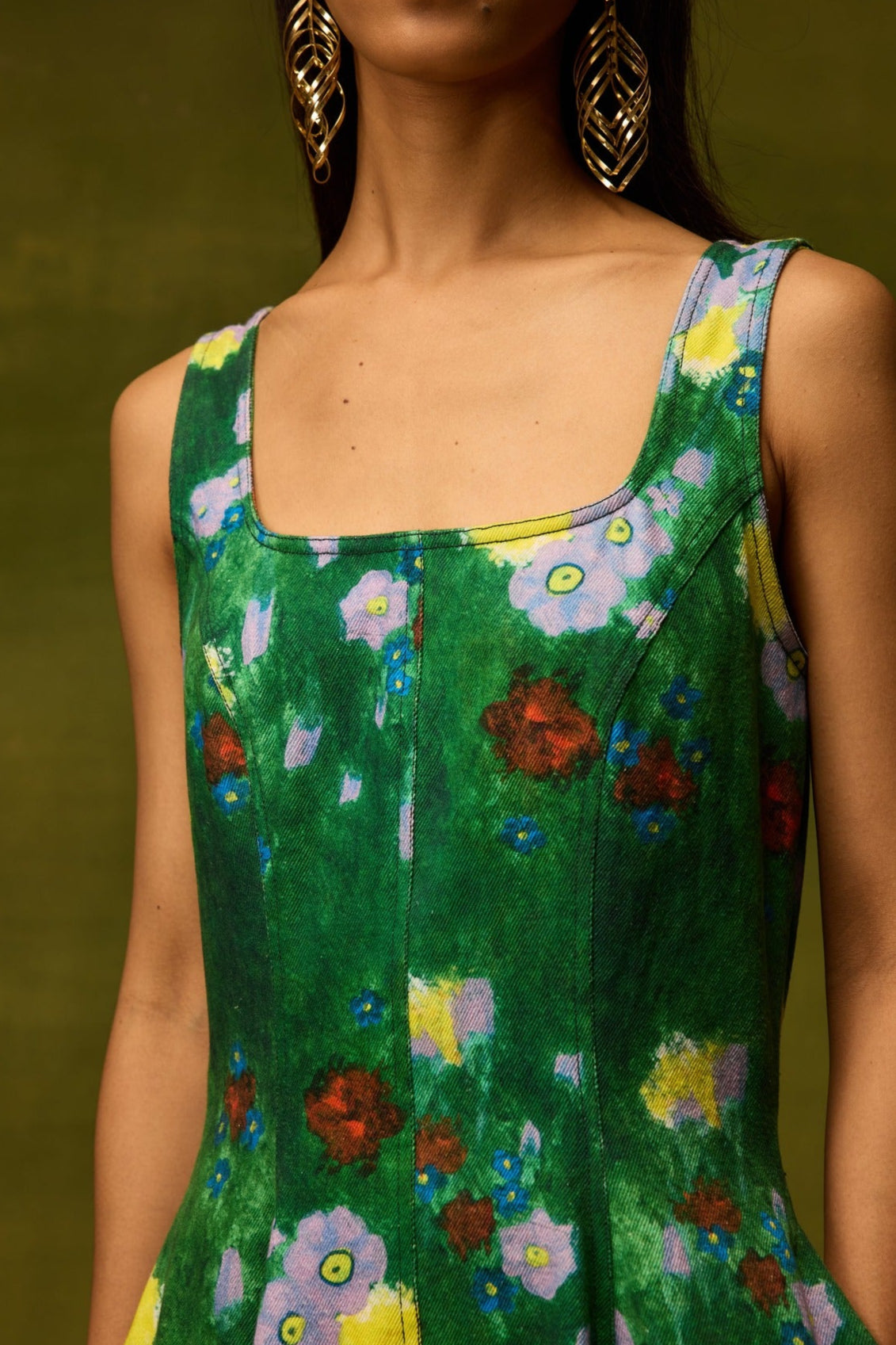 Emerald Bloom Midi Dress