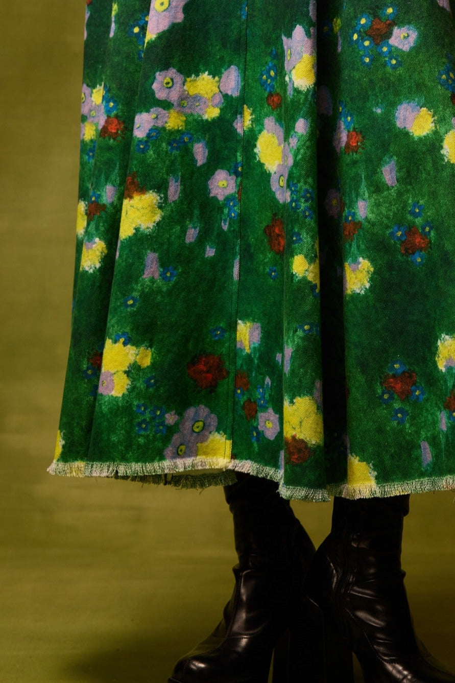 Emerald Bloom Midi Dress