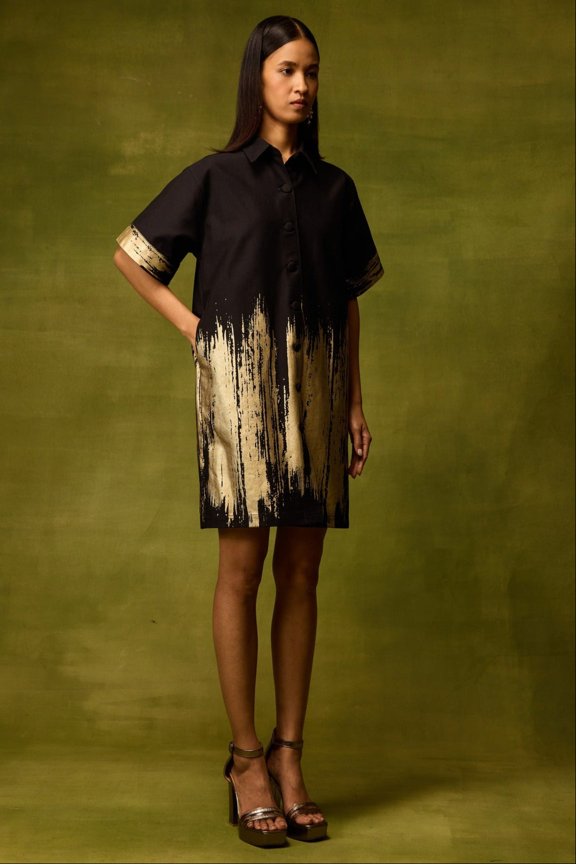 Twilight Gold Shirt Dress