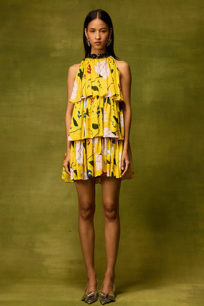 Citrus Bloom Ruffle Dress
