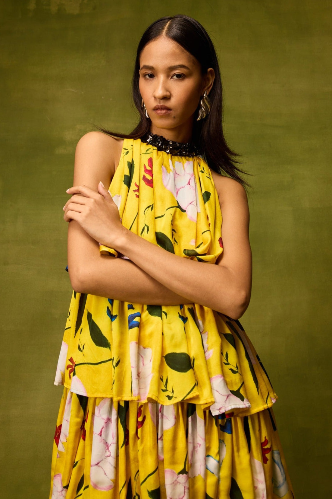 Citrus Bloom Ruffle Dress