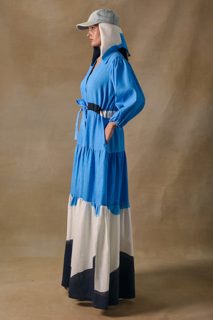 Blue Washed Tiered Dress