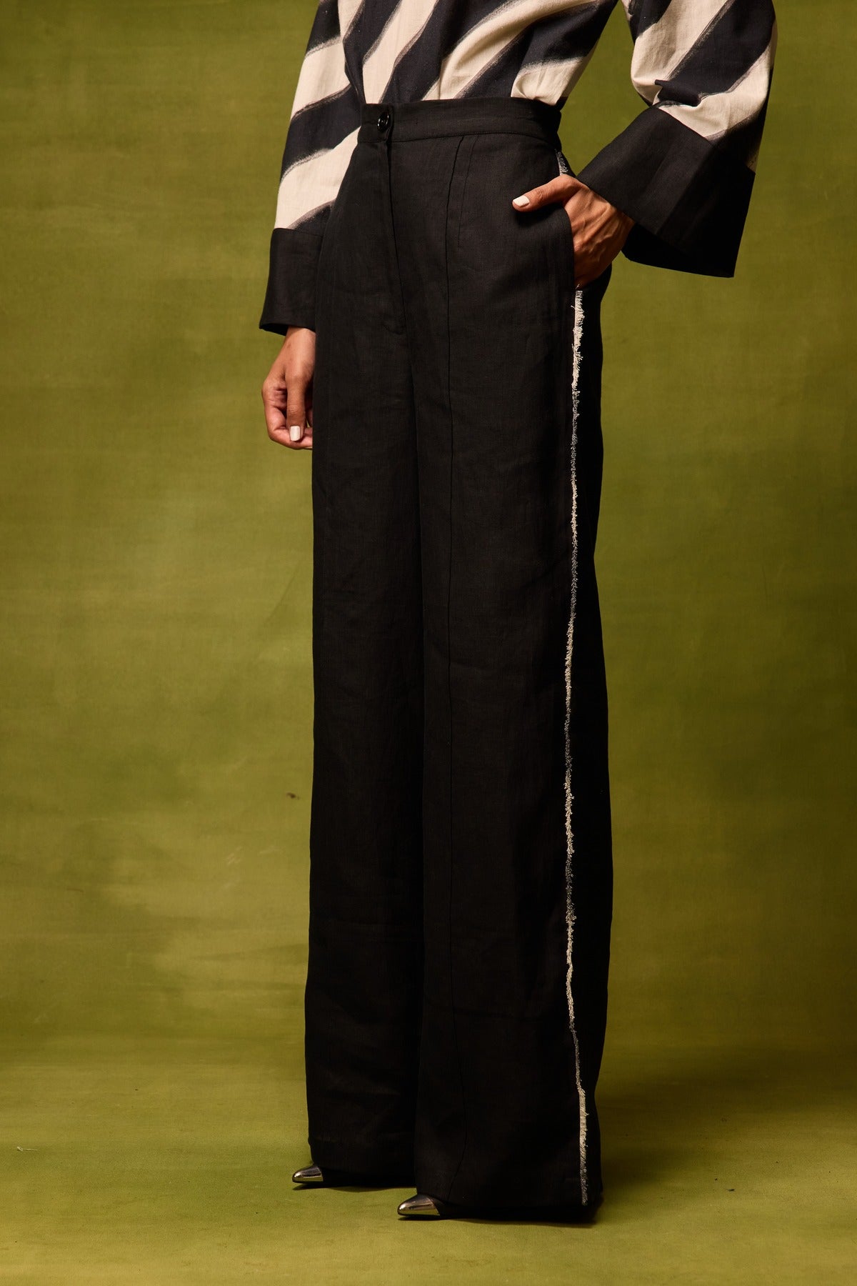 Vienna Black Straight Trousers