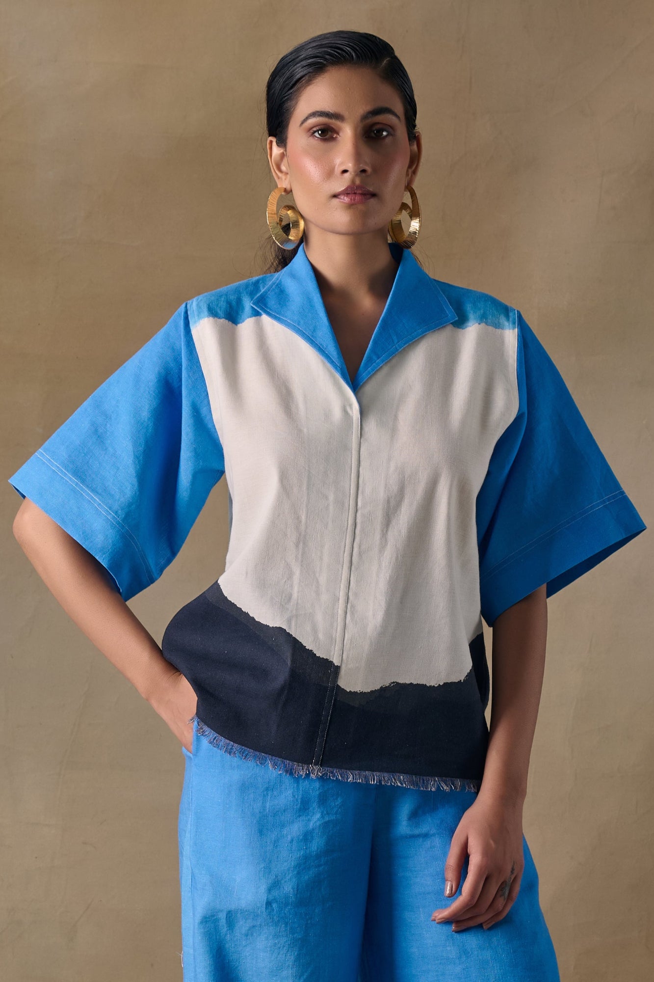 Blue Washed Kaftan Top