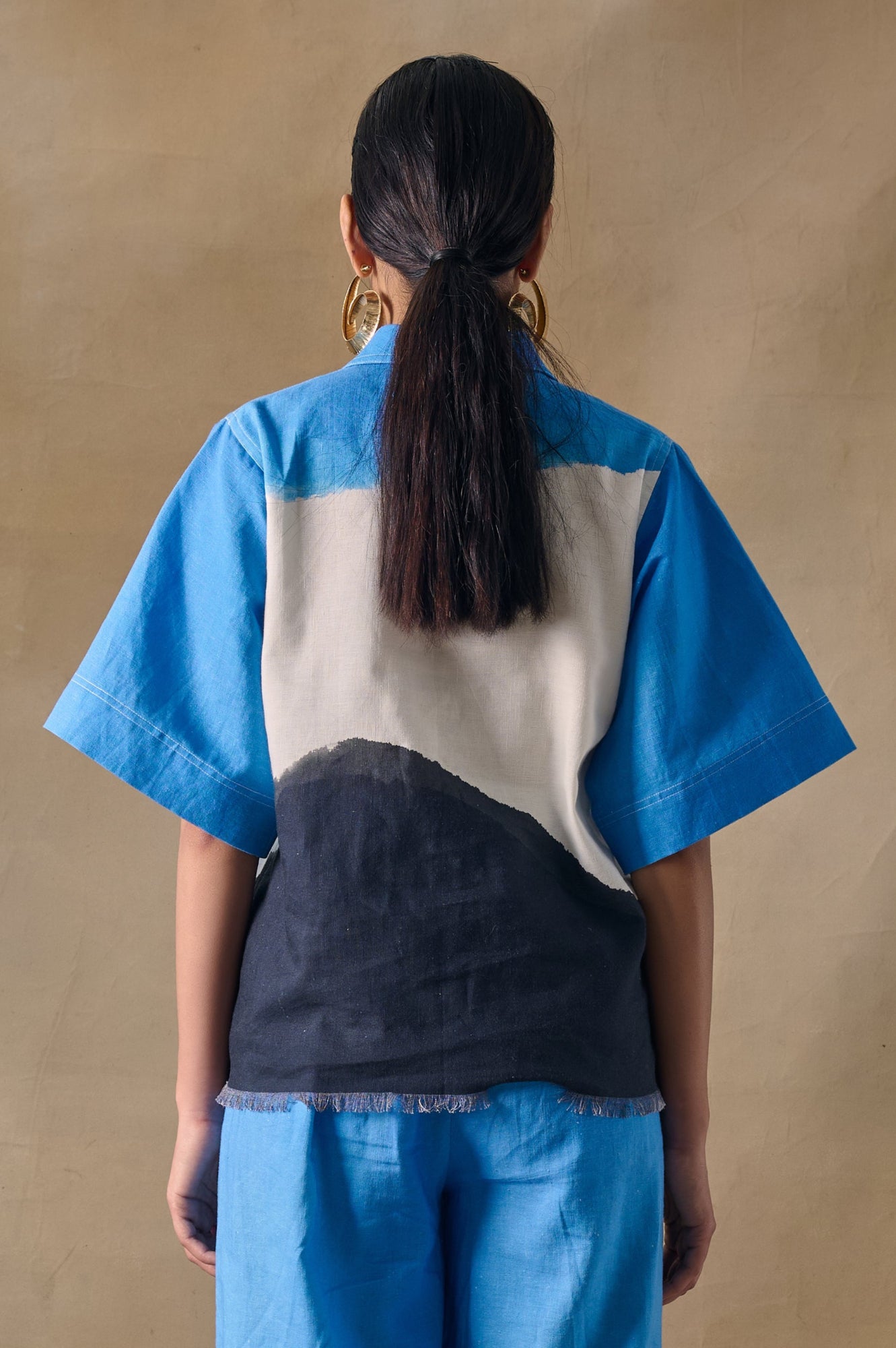 Blue Washed Kaftan Top