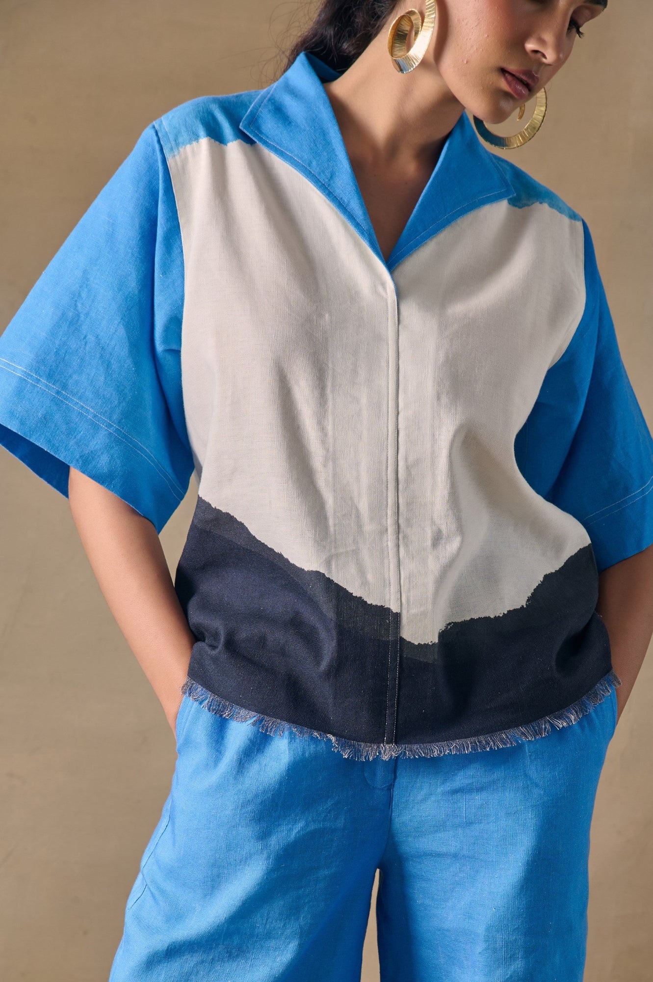 Blue Washed Kaftan Top