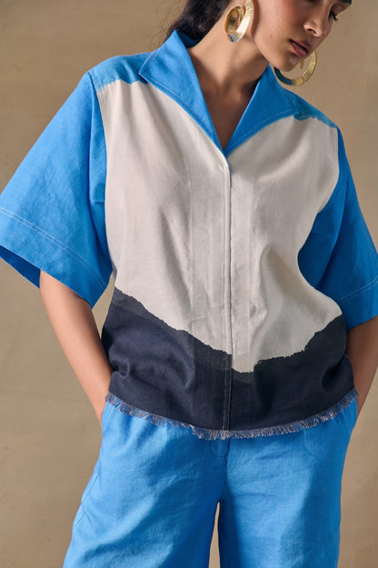 Blue Washed Kaftan Top