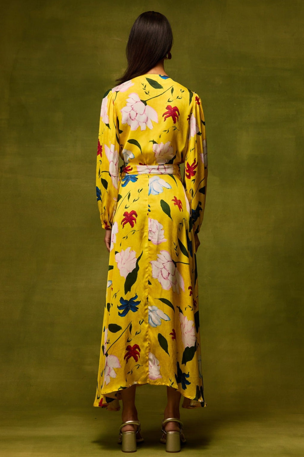Citrus Bloom Wrap Dress