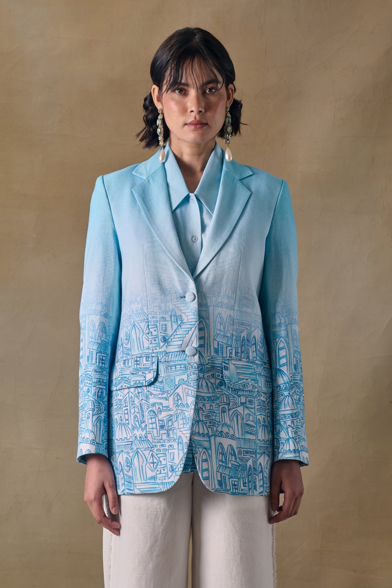 Blue Landscape Gradient Blazer