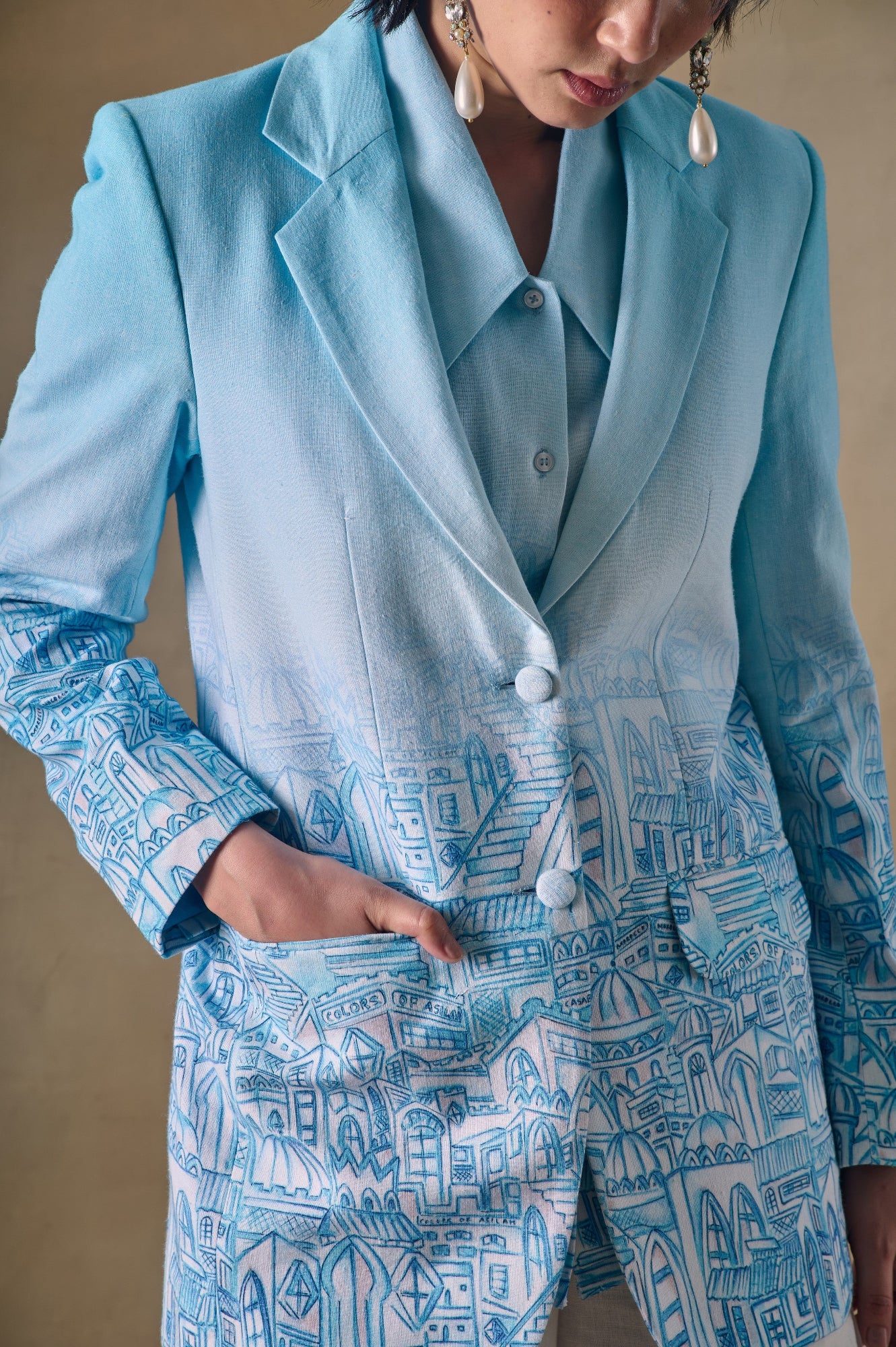 Blue Landscape Gradient Blazer