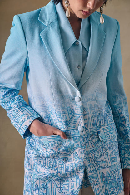 Blue Landscape Gradient Blazer
