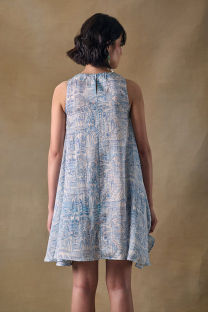 Blue Landscape Monroe Dress