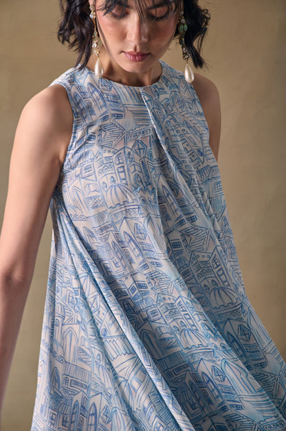 Blue Landscape Monroe Dress