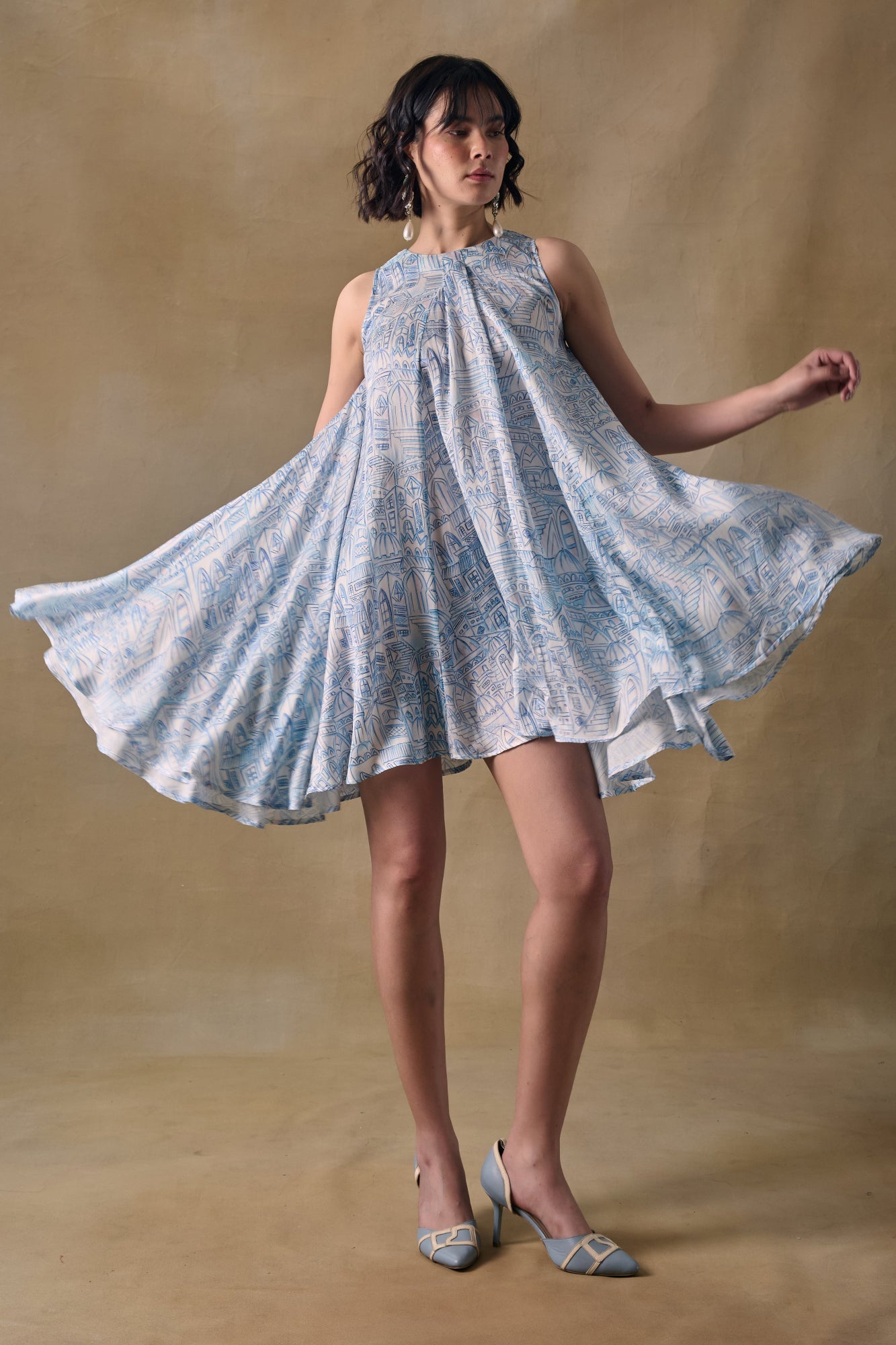 Blue Landscape Monroe Dress