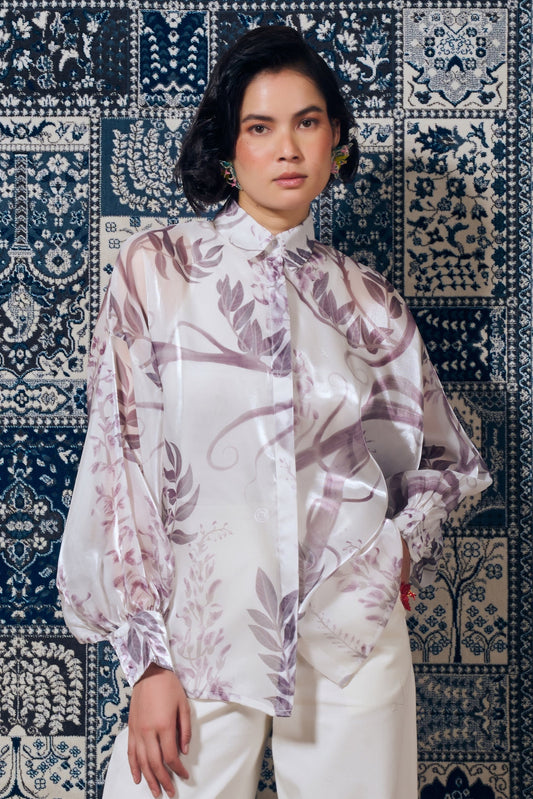 Sheer Blossom Oversized Shirt