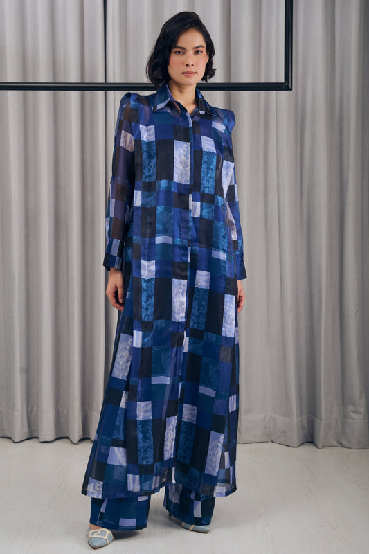 Midnight Checked Longline Shirt