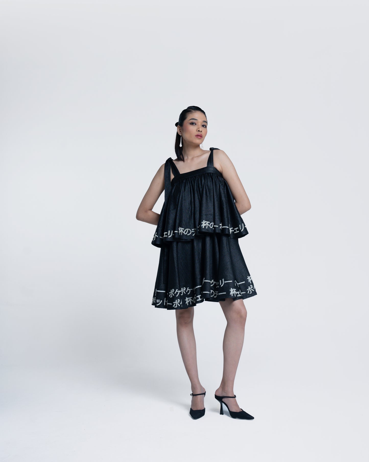 Midnight Sheen Tiered Dress