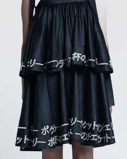 Midnight Sheen Tiered Dress