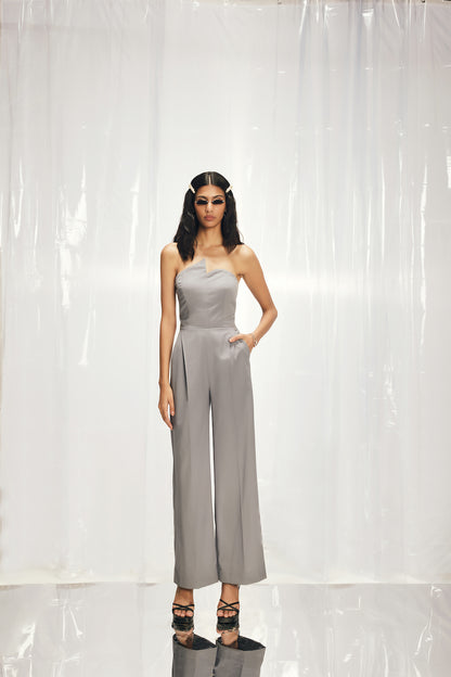 Coin Grey Off-Shoulder Jumpsuit