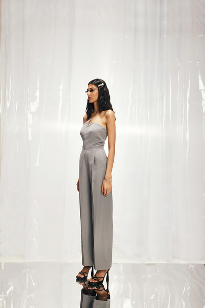 Coin Grey Off-Shoulder Jumpsuit