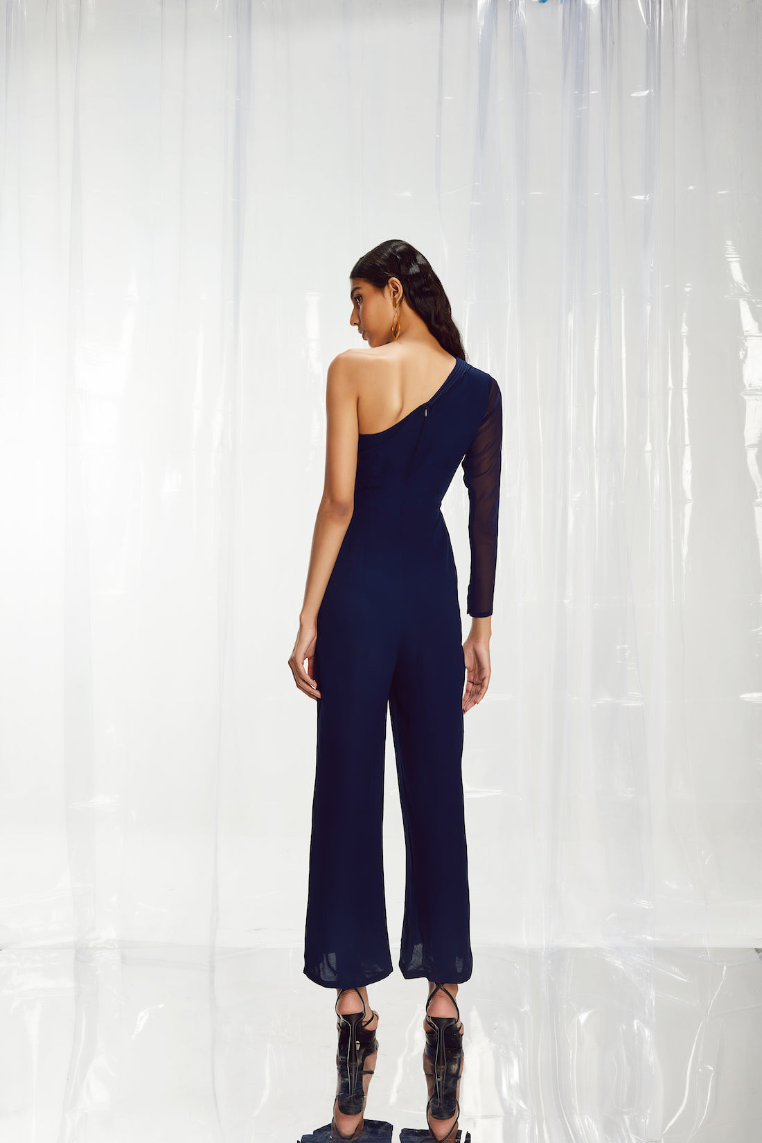 Blue One Sleeve Jumpsuit